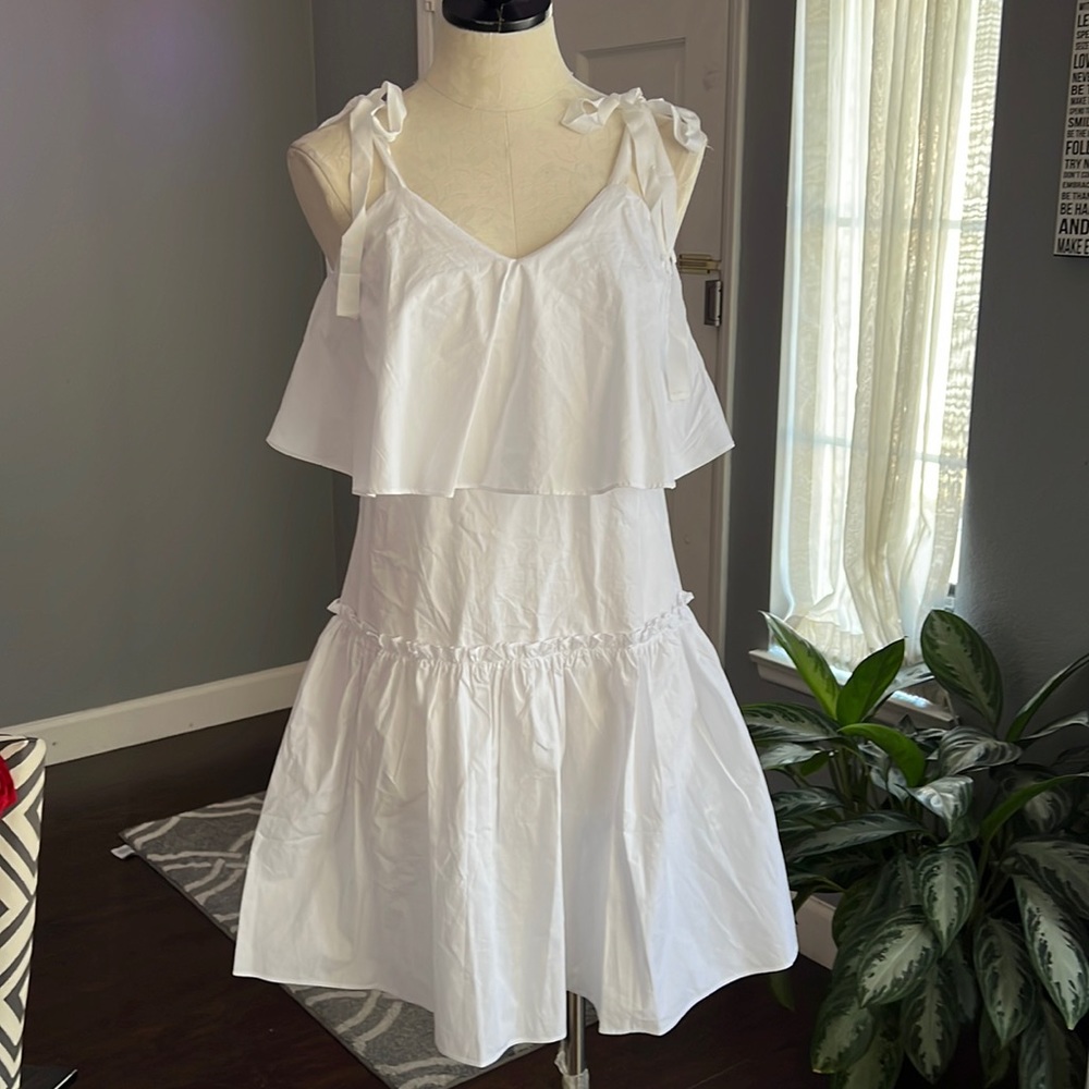 English Factory Shoulder Ties White Dress